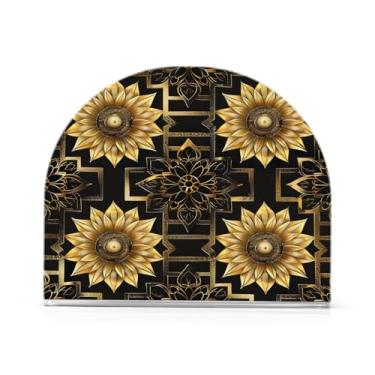 Imagem de Qilmy Porta-guardanapos para mesas, porta-guardanapos de girassol dourado para cozinha, porta-guardanapos de mesa, porta-guardanapos de coquetel, porta-guardanapos de papel340