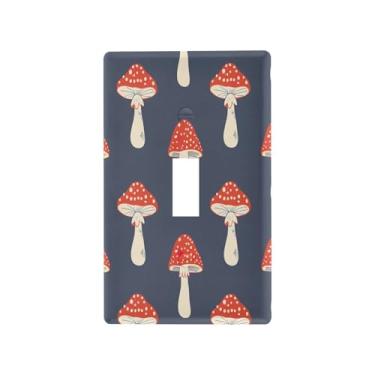 Imagem de Wassud Red Mushrooms Light Switch Cover Plate Decorativas para Tomadas Elétricas Interruptor Único 4,53 x 2,76 Polegadas
