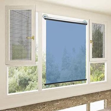 Imagem de Cortina de proteção solar de verão com ventosas, espelho unidirecional e persiana transparente para apartamentos de escritório e privacidade diurna (azul-149,9 cm x 63,5 cm