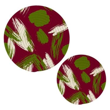 Imagem de Wassud Traços de pincel abstratos para pratos quentes, suportes de panela redondos de algodão, almofadas quentes, porta-copos elegantes, decoração de cozinha e acessórios, 2 peças