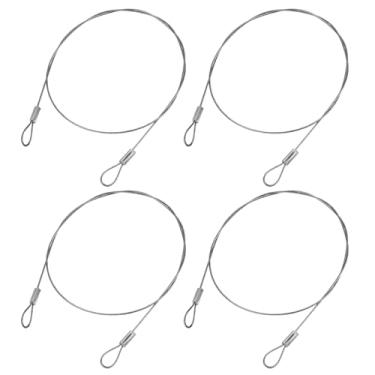 Imagem de YOKIVE 4 cabos de segurança para luzes de palco, cordas de segurança de aço inoxidável 304 com laços duplos | Ótimo para iluminação LED de festa (prata, 50 cm, 1 mm de diâmetro)