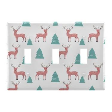 Imagem de Burbuja Capa de placa de parede para interruptor de luz de veado de árvore de inverno, placa decorativa de parede, parafusos incluídos, 3 faixas