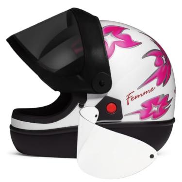 Imagem de Capacete San Marino Feminino Automático Branco + Viseira Fumê (60)