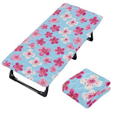 Imagem de Burbuja Lençol de berço de flores de flores para crianças, lençol de cochilo acolchoado portátil com faixa elástica para meninas e meninos, lavável na máquina, 63,5 x 127 cm