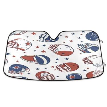 Imagem de Qilmy Bola de futebol americano e capacete para para-brisa de carro, protetor de viseira dobrável, mantém a frescura, bloqueia raios UV e acessórios para proteger carros, SUVs, caminhões-(L) 1884