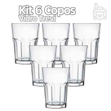 Imagem de Conjunto de 3 ou 6 Copos Vidro de Alta Resistência Trevi 350ML Agua Re