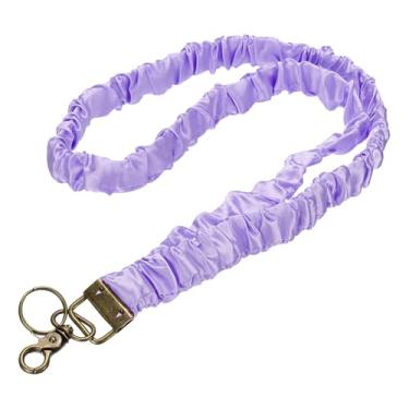 Imagem de PATIKIL Scrunchie Lanyard Teacher, 1 pacote de cordões elásticos para professores lindos cordões porta-crachá de identificação com clipes para mulheres, porta-cartões, roxo