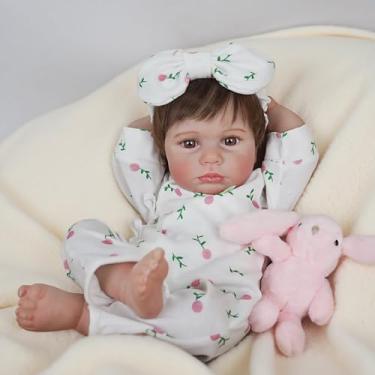 Imagem de Bebê Reborn Boneca Silicone Menina Realista Pintado 48cm Olho Castanho Com Acessórios
