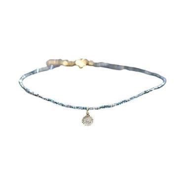 Imagem de Colar Choker Feminino De Aço Inoxidável Com Cristal Estrela Girassol C