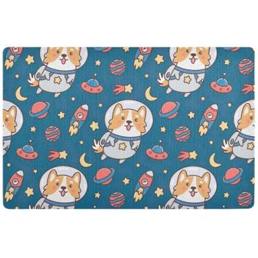 Imagem de Tapete de porta com estampa de cachorro Welsh Corgi para entrada interna e externa absorvente, tapete de entrada à prova d'água tapetes de cozinha antiderrapantes laváveis, 81 cm x 50 cm