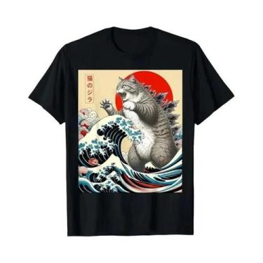 Imagem de Camiseta Japonesa Com Estampa De Gato, Presente Engraçado Para Homens 