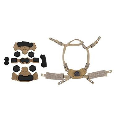 Imagem de Cryfokt Kit de Acolchoamento de Capacete Almofada de Esponja Confortável Alça de Queixo Ajustável para Capacete MICH Wendy Rápido, Lavável por Muito Tempo Usando Almofada de Militar (Esponja de Lama
