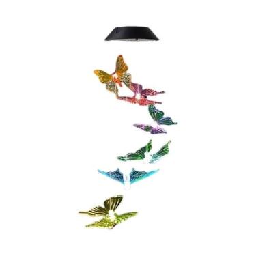 Imagem de Luminária Solar De Borboleta, Libélula E Beija-flor Com Mudança De Cor