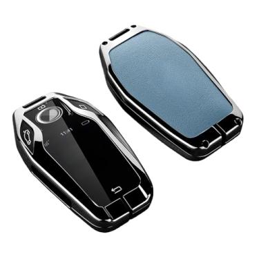 Imagem de Liga de zinco display do carro chave caso capa escudo compatível com bmw 5 6 7 série x3 x4 x5 x7 g30 g31 g11 g12 g01 gt g32 i8 acessório keyless(G-blue)