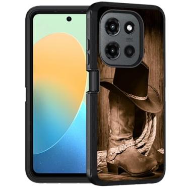 Imagem de FQTBCEARI Capa para Moto G Stylus 5G 2025, capa protetora de corpo inteiro à prova de choque com 3 camadas de grau militar para Motorola Moto G Stylus 5G 2025, botas e chapéu de equipamento cowboy