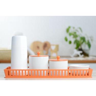 Imagem de Kit Higiene Bebê Moderno Porcelana Quarto Infantil Laranja Meninos Men
