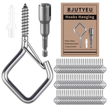 Imagem de BJUTYEU Ganchos de parafuso de 5 cm, ganchos de teto de metal para luzes externas, sinos de vento, lanternas e decorações para pendurar em ambientes internos e externos (aço inoxidável 304, 105)