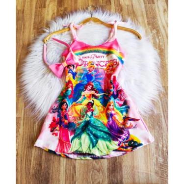 Imagem de Vestido Infantil Luna Temático Princesas Disney +Tiara, TAMANHO UNICO 
