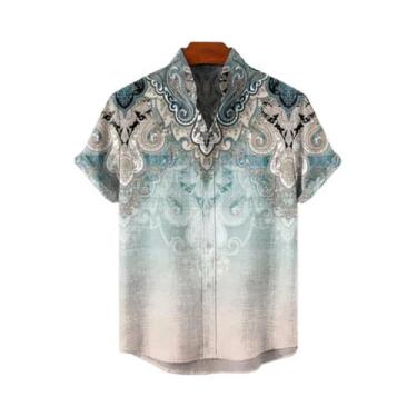 Imagem de Camisa De Linho Masculina De Verão Com Estampa De Manga Curta Elemento