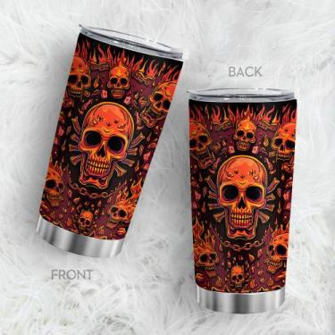 Imagem de Caneca de viagem Oasisdream Tumbler 600 ml com estampa de caveira