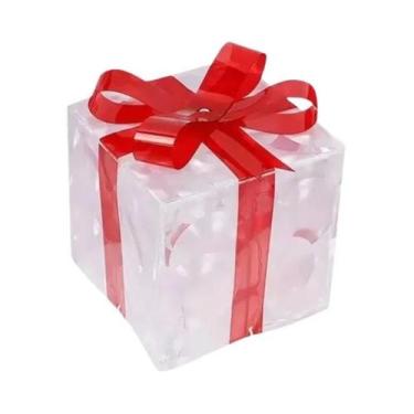 Imagem de Decoração De Caixa De Presentes De Natal Iluminada Com Laço, Luz Exter