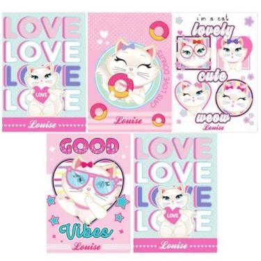 Imagem de Kit 10 Caderno Gatinha Marie Tam Grande Brochurão Capa Dura - 99847IMP