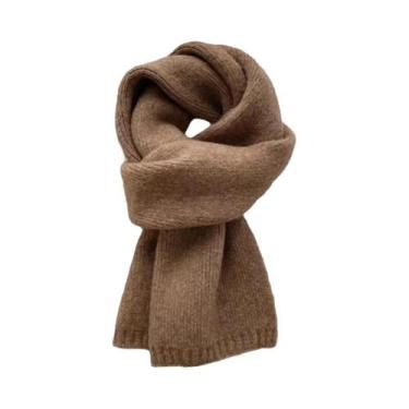 Imagem de Cachecol De Lã De Ovelha Longo E Grosso Para Homens E Mulheres, Cor Só