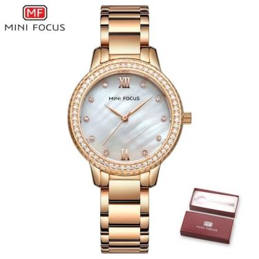 Imagem de Relógio Feminino Mini Focus Mf0226l à Prova D'água Ouro Rosa