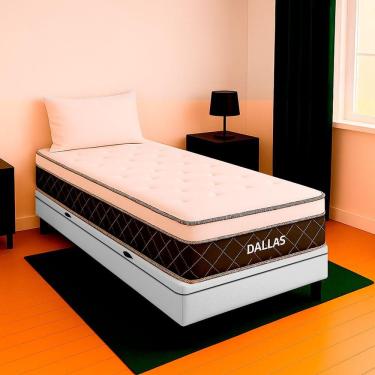 Imagem de Cama Box Baú Solteiro Branco E Colchão Dallas Molas Vstore