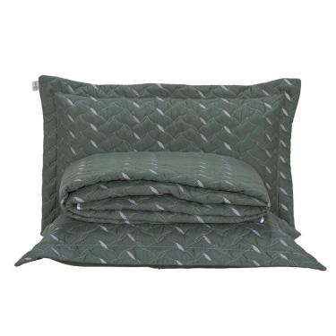 Imagem de Cobre Leito Bordado 400 Fios Heitor Casal Queen 100% Poliéster - Verde Militar