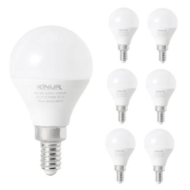 Imagem de KINUR Lâmpadas LED pequenas para ventilador de teto base pequena, lâmpada LED A15 de 6 watts E12 branco quente 2700K 60watt equivalente a 120V para pingente, luminárias de corredor não reguláveis