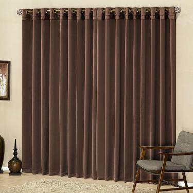 Imagem de Cortina Parys 2 Metros Semi Blackout Sala Quarto Para Varão - Tabaco