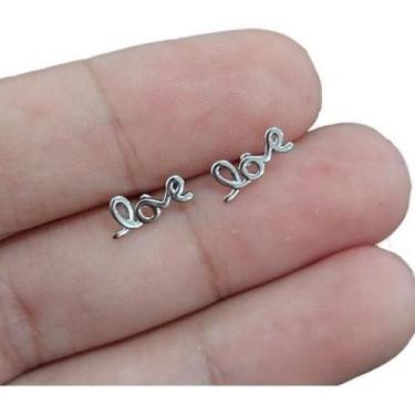 Imagem de Brinco Love 2 Furo Infantil Pequeno Delicado Antialérgico - De Castro 