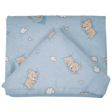 Imagem de Toalha de Felpa para Bebê 67 cm x 90 cm Pixuxu, Urso Soninho Azul