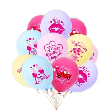 Imagem de Conjunto de balões de látex para Dia dos Namorados 12 unidades Happy V