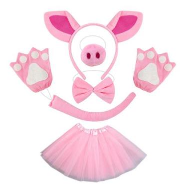 Imagem de Conjunto de fantasias para crianças, faixa de cabeça de porco rosa com