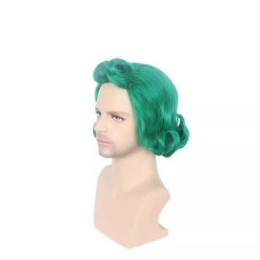 Imagem de Peruca de cosplay verde encaracolada curta de 25 cm, sintética resiste