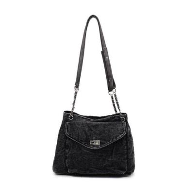 Imagem de Bolsa Messenger, bolsa tiracolo jeans de grande capacidade - yiweisai