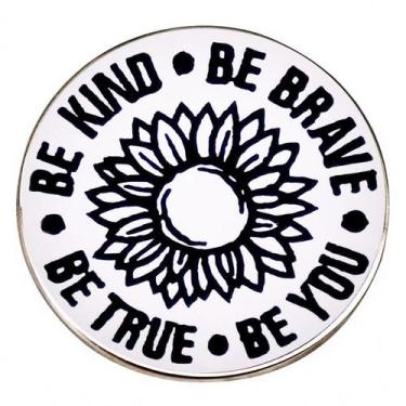 Imagem de Broche Pin Inspirational Sunflower Be Kind Be Brave Be True - yiweisai