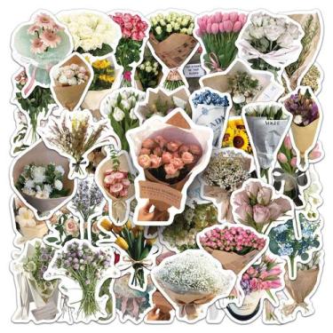Imagem de Conjunto de adesivos Vintage Flower Bouquet, 50 peças à prova d'água -