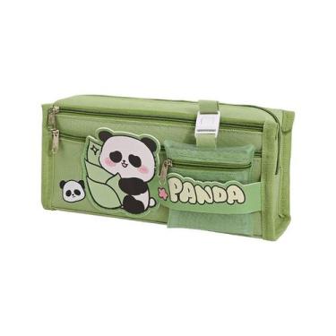 Imagem de Estojo de lápis Panda de tela de grande capacidade para papelaria - yi