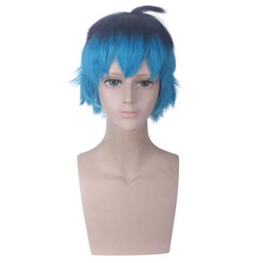Imagem de Peruca de cosplay Luka Anime sintética preta azul gradiente 30cm - tai