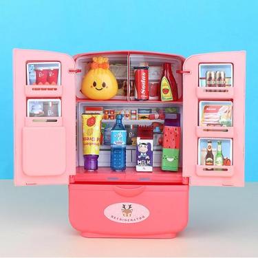Imagem de Simulação de mini porta dupla de geladeira de brinquedo para crianças 