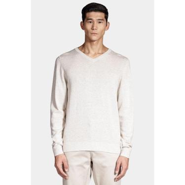 Imagem de Tricot Manga Longa Gola v Areia-Masculino