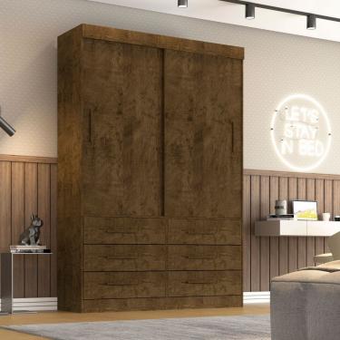 Imagem de Guarda Roupa Solteiro Star 2 Portas Correr 6 Gavetas MDP-MDF Pintura UV Sallêto Móveis