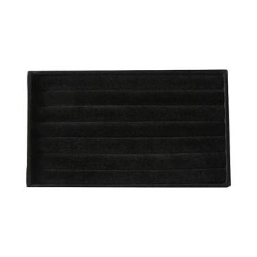 Imagem de Bandeja Organizadora De Joias Em Veludo Preto Para Anéis, Pulseiras E 