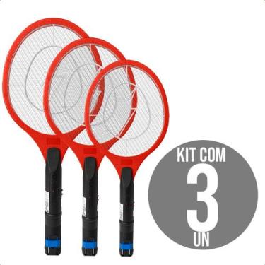 Imagem de Raquete Elétrica Recarregável Mata Insetos Mosquito e Pernilongo Bivol