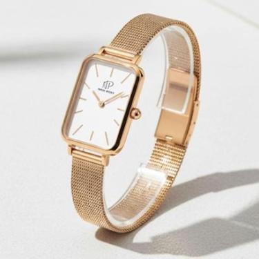 Imagem de Relógio Feminino Quadrado Casual Delicado Analógico New Port Rosé-Feminino