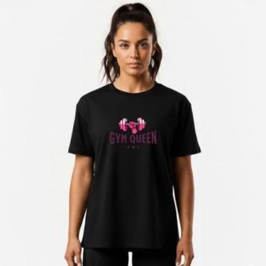 Imagem de Camiseta Feminina Algodão Premium GYM QUEEN Caminhada Academia-Feminino