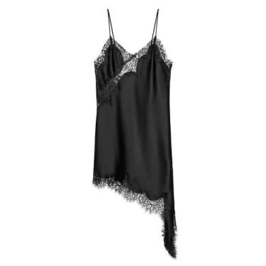 Imagem de Vestido Mini Assimétrico De Renda Com Decote Em V Para Mulheres, Sexy 